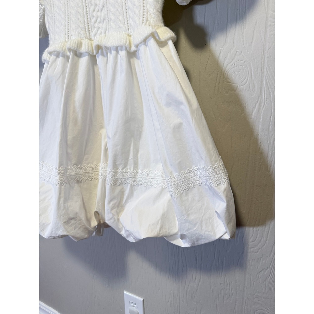 MABLE • NWT Ariana Sweater Bubble Skirt Mini Dress White Cable Knit Sz Medium - Picture 8 of 13